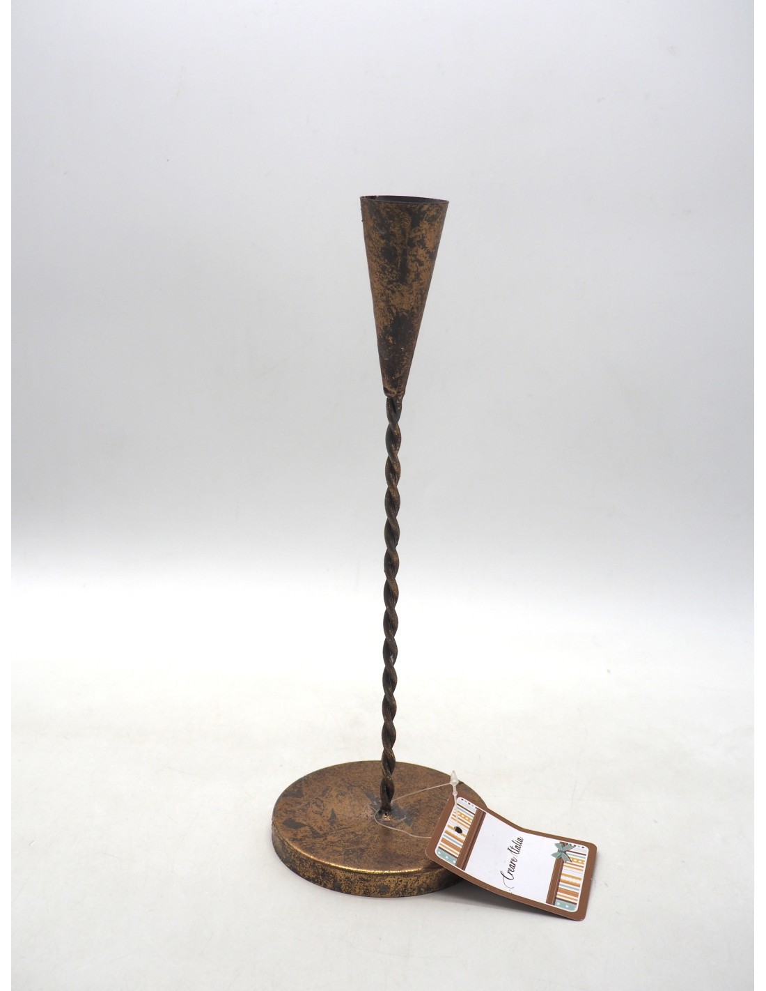 PORTACANDELA METALLO 28,5X9CM ORO BRUNITO su TreG Ingrosso