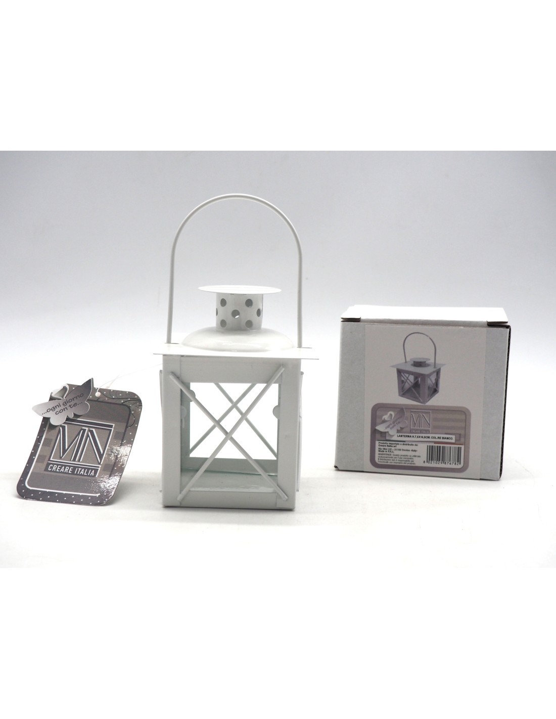 LANTERNA METALLO 16,5X7,5X7,5CM BIANCO su TreG Ingrosso