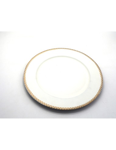 PIATTO PLASTICA CREMA D33CM CON BORDO TRECCIA ORO su TreG Ingrosso
