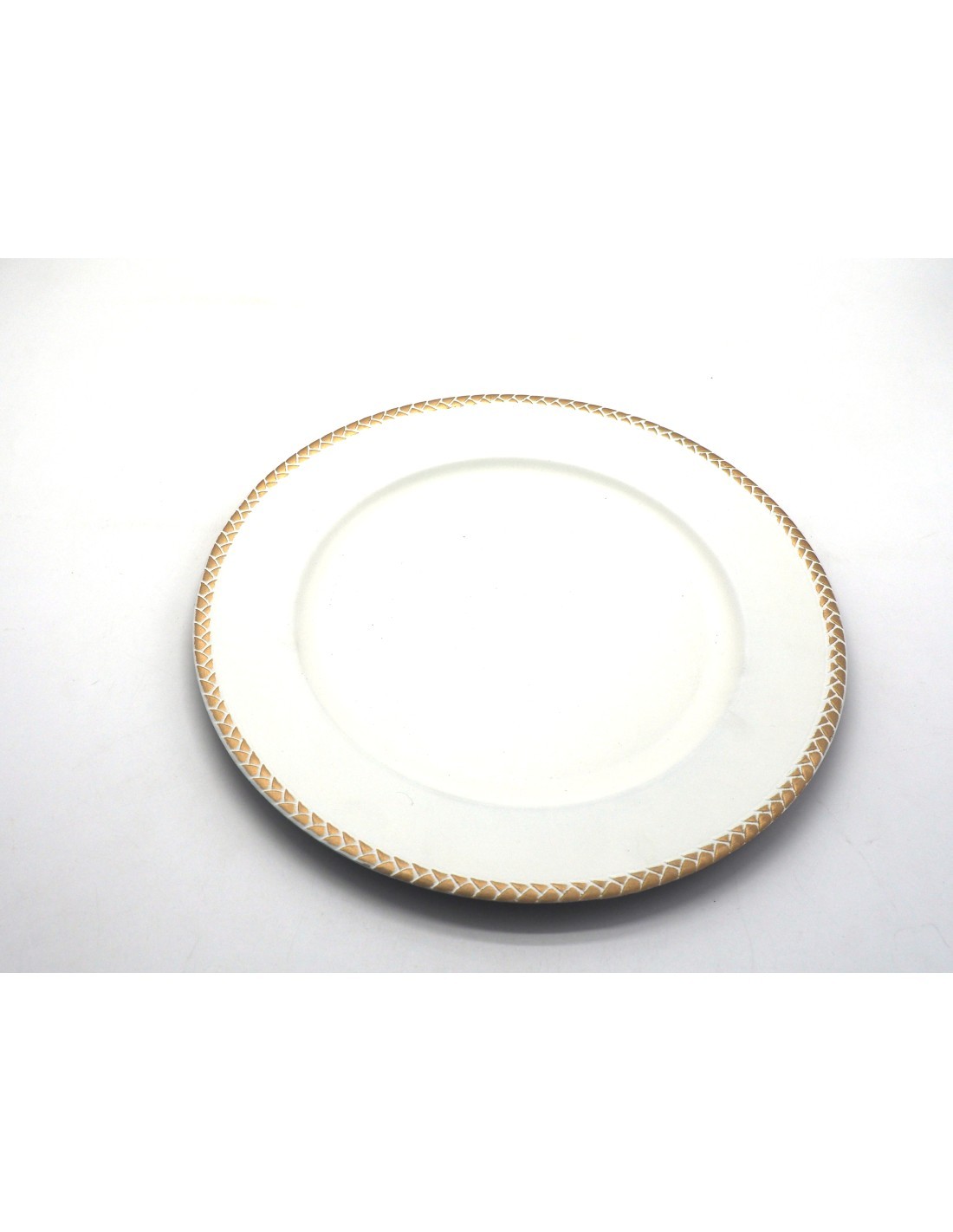 PIATTO PLASTICA CREMA D33CM CON BORDO TRECCIA ORO su TreG Ingrosso