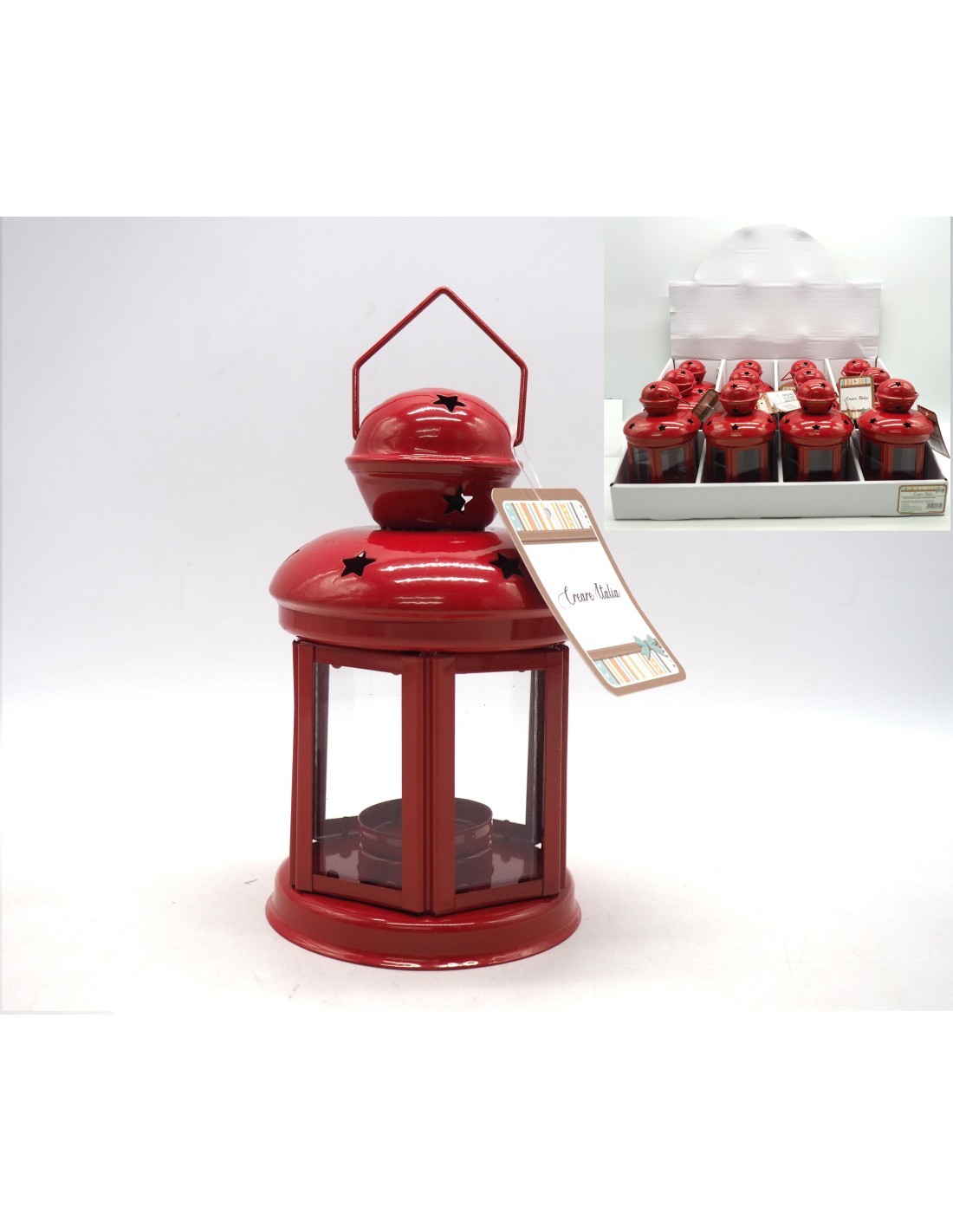 LANTERNA METALLO ROTONDA 20X10CM ROSSO su TreG Ingrosso