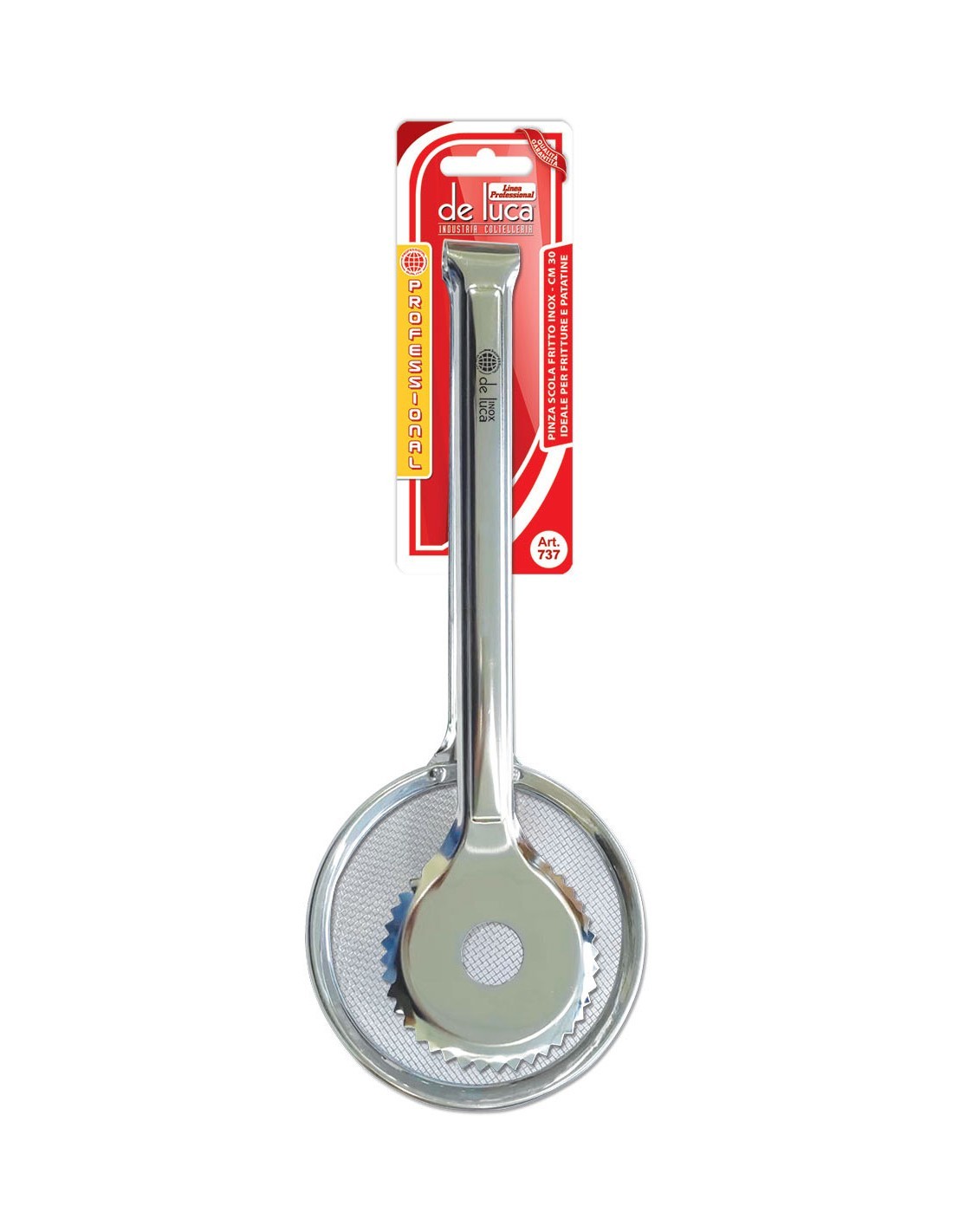 737 PINZA SCOLA FRITTO INOX 12X30CM su TreG Ingrosso