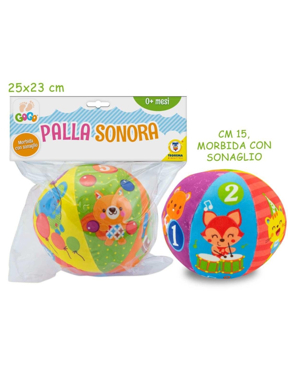 GOGO 66661 PALLA SONORA MORBIDOSA 15CM CON SONAGLIO su TreG Ingrosso