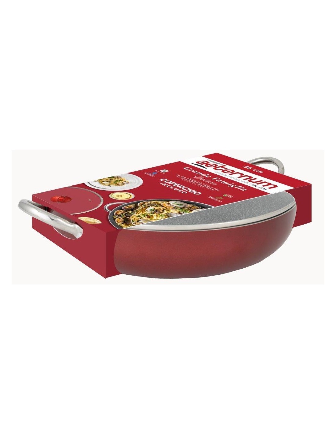 GRANDE FAMIGLIA TEGAME+COPERCHIO 36CM ROSSO su TreG Ingrosso
