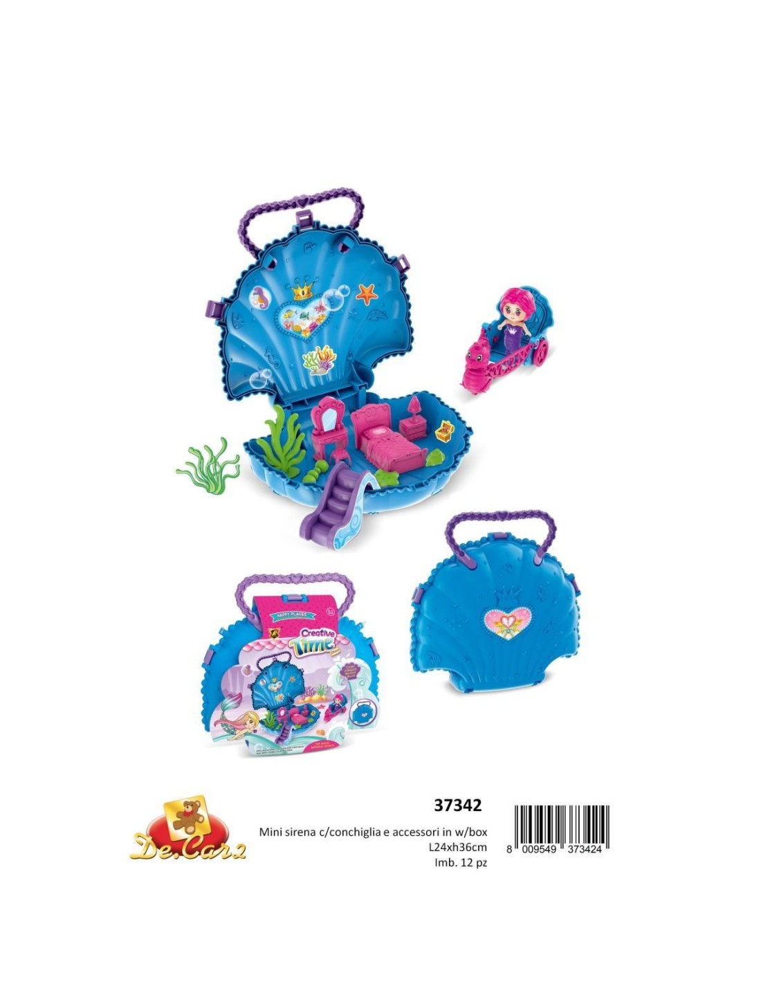 MINI SIRENA 37342 CON CONCHIGLIA E ACCESSORI su TreG Ingrosso