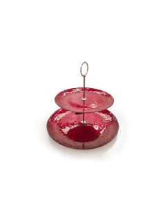 ALZATA 2 PIANI VETRO ROMANTIC 28/21CM ROSSO su TreG Ingrosso