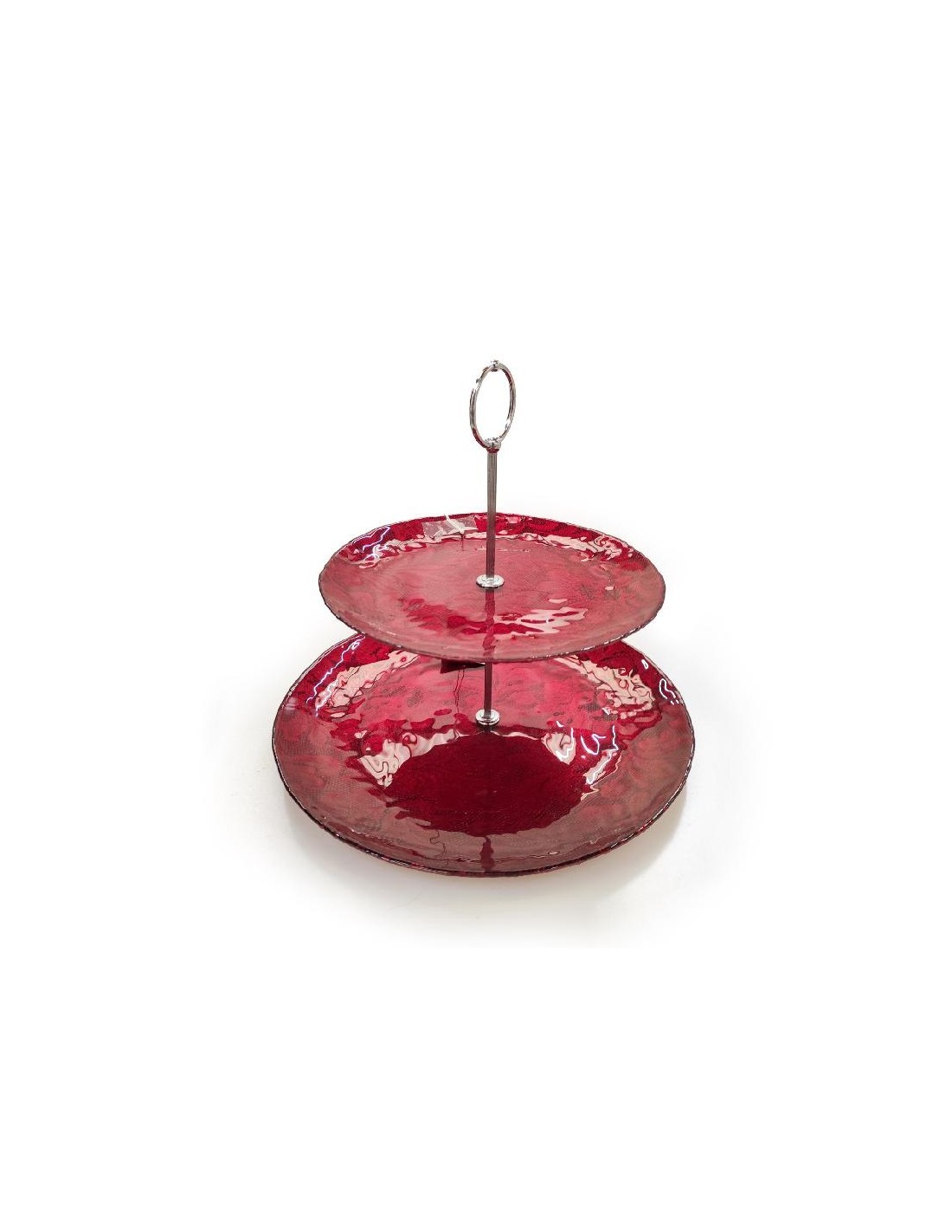 ALZATA 2 PIANI VETRO ROMANTIC 28/21CM ROSSO su TreG Ingrosso