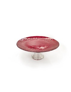 ALZATA VETRO ROMANTIC CON BASE 28X12CM ROSSO su TreG Ingrosso