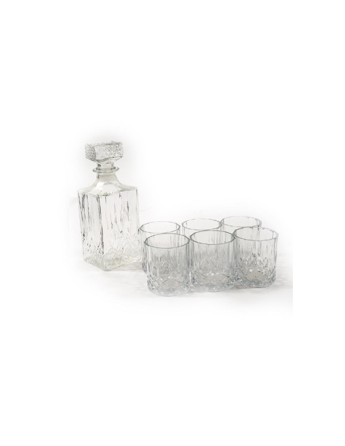 SET WHISKY 7PZ BOTTIGLIA 900ML CON 6 BICCHIERI 200ML VETRO su TreG ...