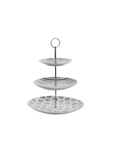ALZATA 3PIANI PC200251 PORCELLANA/METALLO 27X27X34CM su TreG Ingrosso