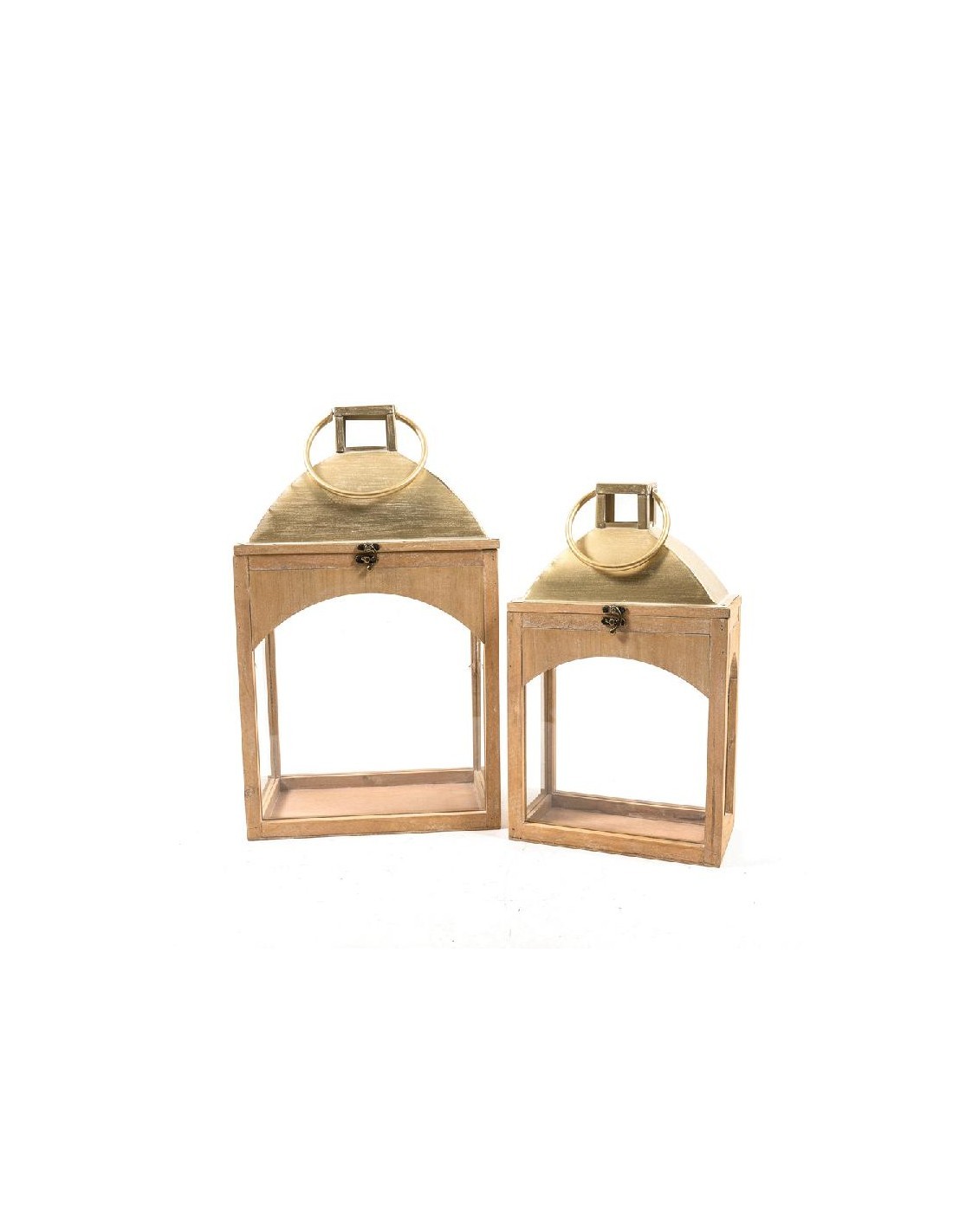 LANTERNA 88113 2 MIS LEGNO/METALLO 31X20X51CM su TreG Ingrosso