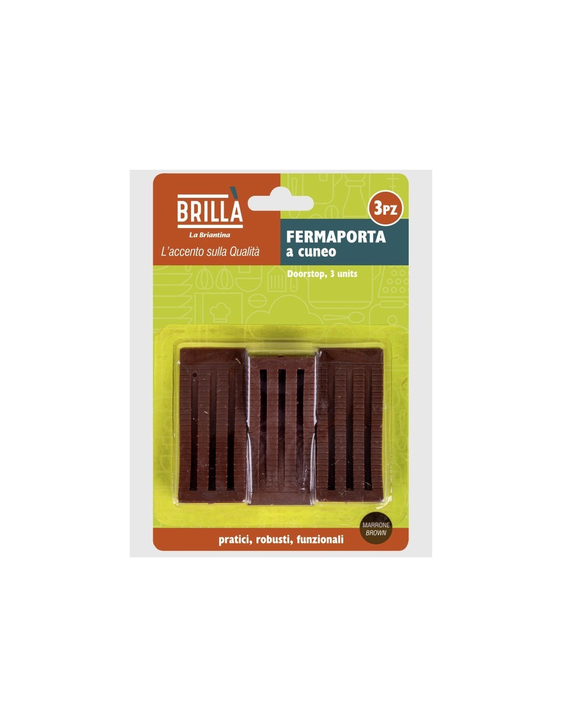 CONF 3PZ FERMAPORTA A CUNEO PLASTICA MARRONE su TreG Ingrosso