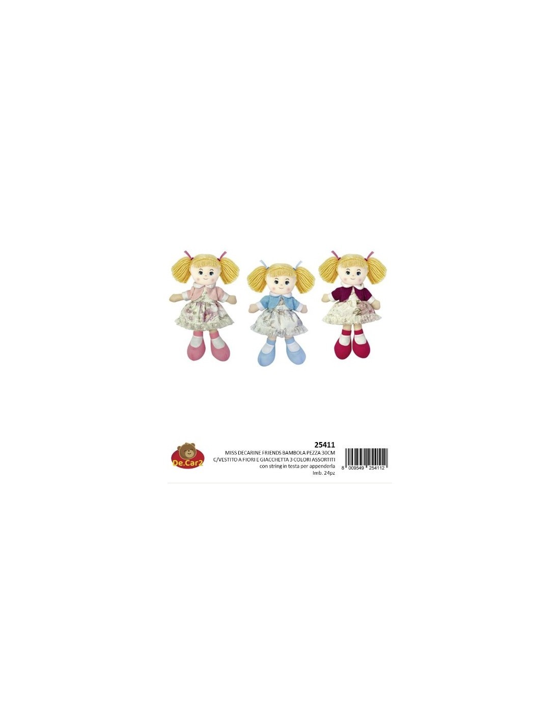 BAMBOLA 25411 PEZZA 30CM VESTITO FIORI su TreG Ingrosso