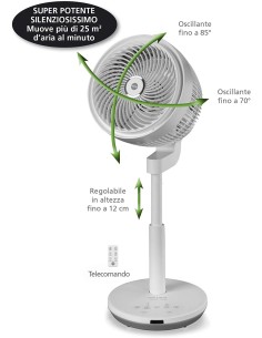VENTILATORE A TORRE TORNADO OSCILLANTE 60W su TreG Ingrosso