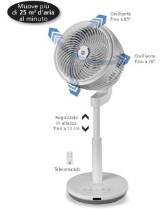 VENTILATORE A TORRE TORNADO OSCILLANTE 60W su TreG Ingrosso