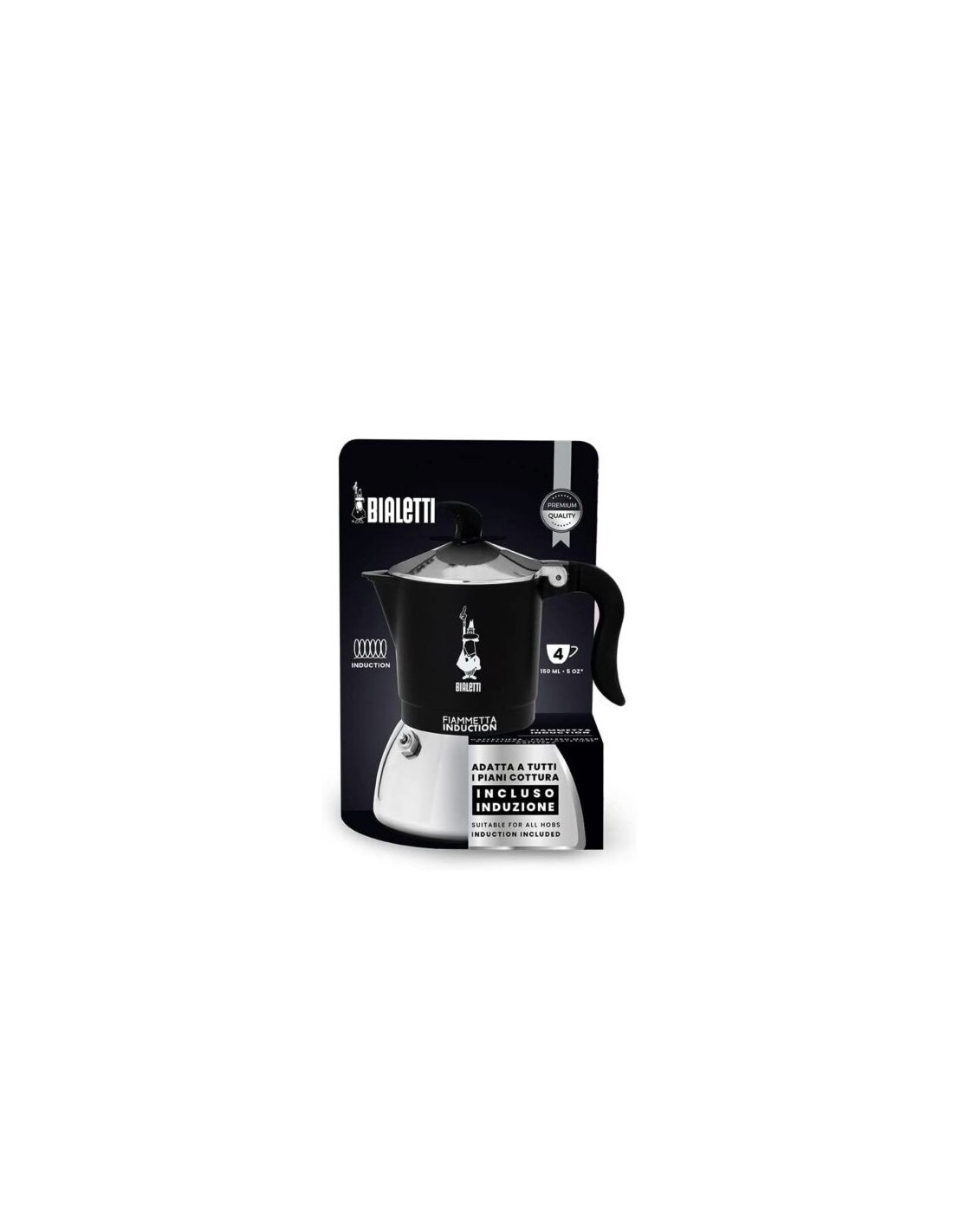 CAFFETTIERA FIAMMETTA 4TZ NERA INDUZIONE su TreG Ingrosso