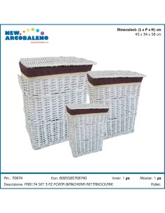 PORTABIANCHERIA 70874 2 MIS RETTANGOLARE VIMINI BIANCO su TreG Ingr...