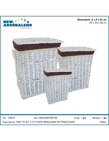 PORTABIANCHERIA 70874 2 MIS RETTANGOLARE VIMINI BIANCO su TreG Ingr...