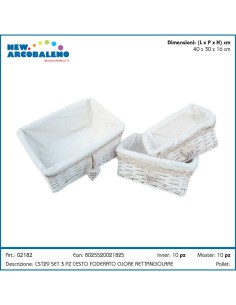 CESTINO 02182 3 MIS CUORE VIMINI BIANCO FODERATO su TreG Ingrosso