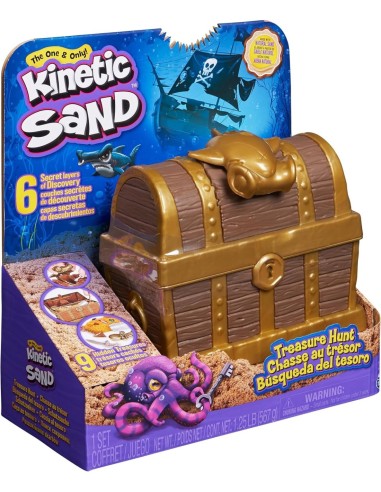 Kinetic Sand, Playset Caccia al Tesoro con Sabbia Dorata e Marrone, 9 Tesori Nascosti, Gioco per Bambini 3+ Anni