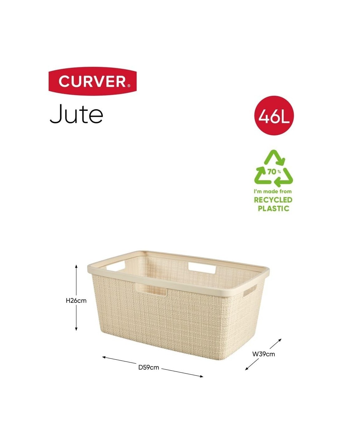 CESTA PORTABIANCHERIA JUTA 46LT BIANCO