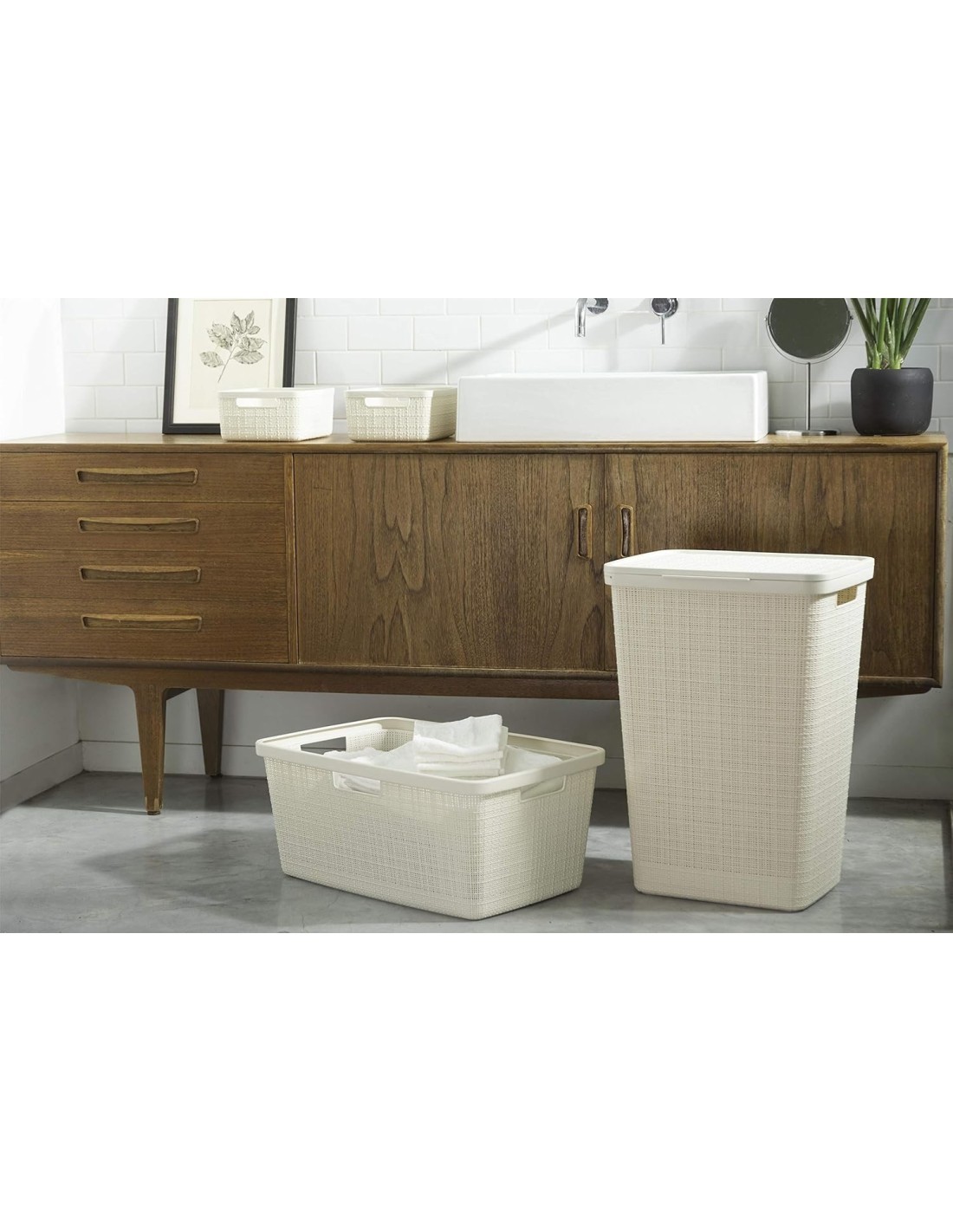 CESTA PORTABIANCHERIA JUTA 46LT BIANCO