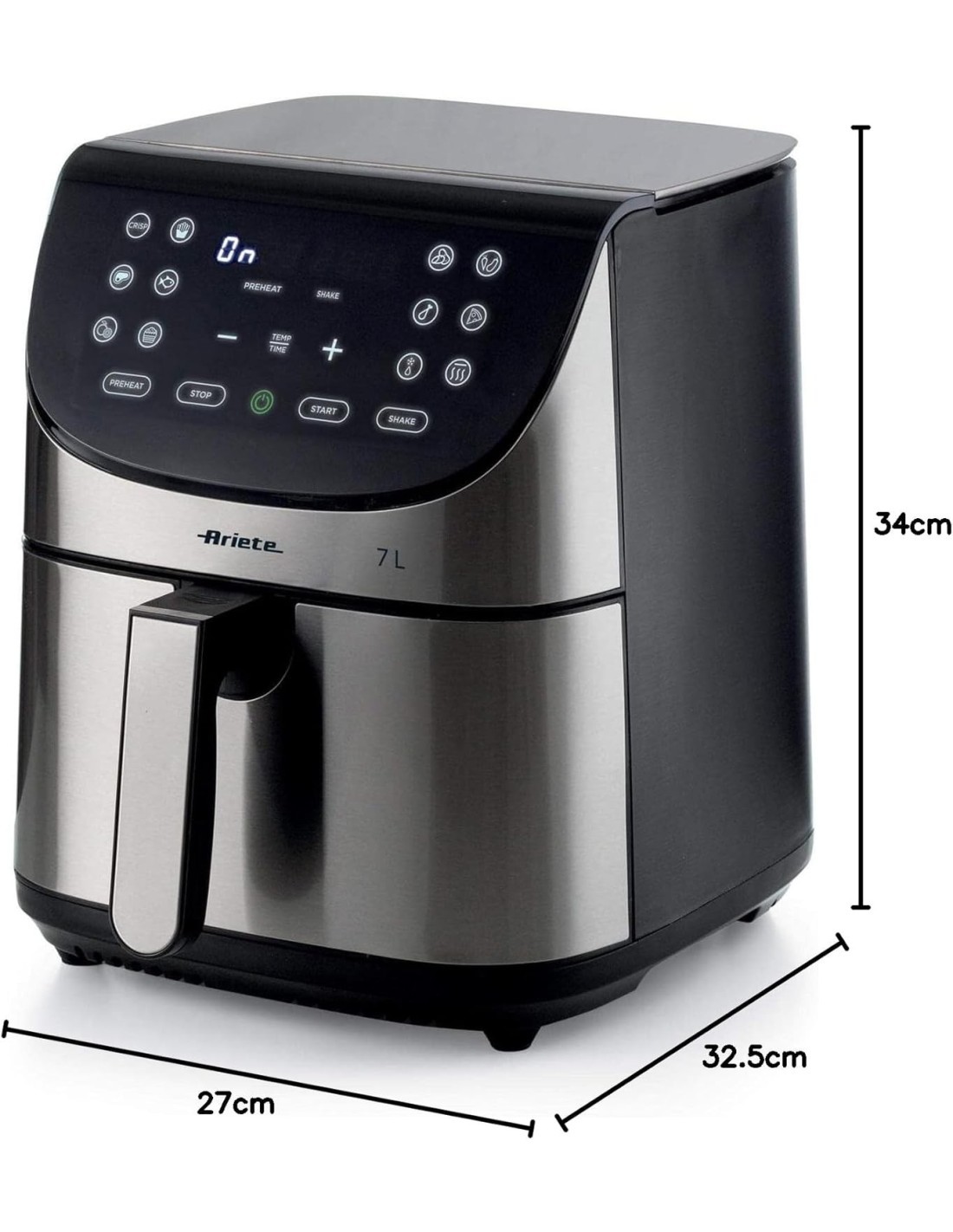 Ariete 4628 Friggitrice ad Aria 7L con 12 Programmi Preimpostati e Funzione Max Crisp