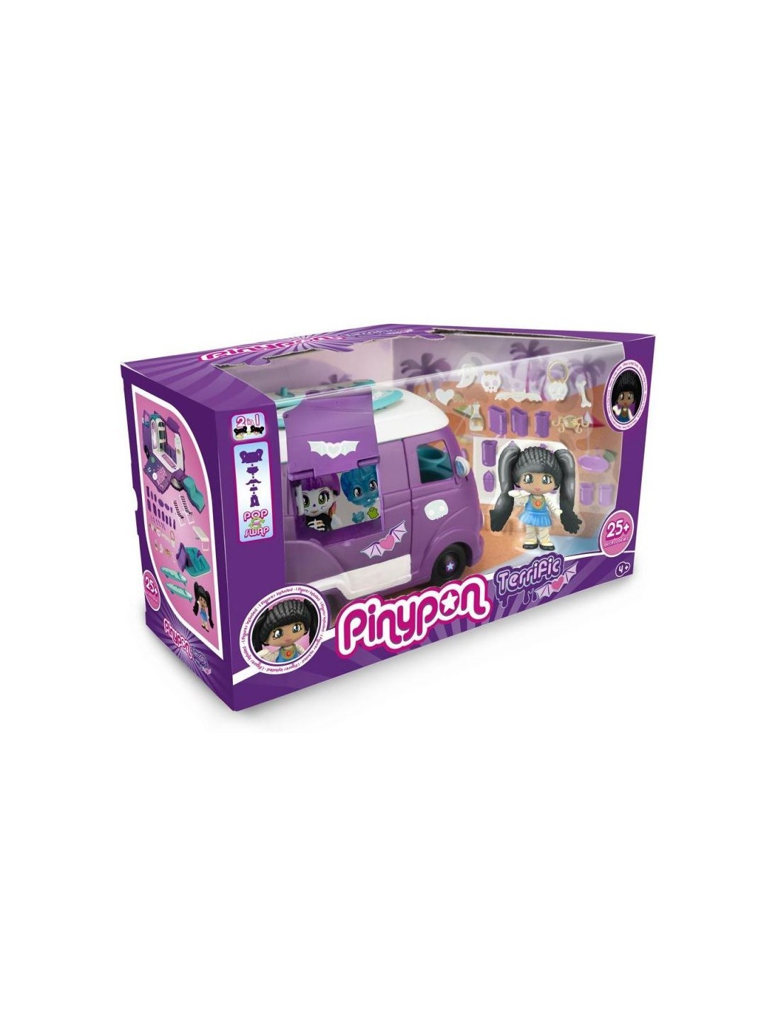 Pinypon Terrific Van, Tetto Trasformabile in Barca con Scivolo, Personaggio Mummia, per Bambini 4+ Anni, Famosa