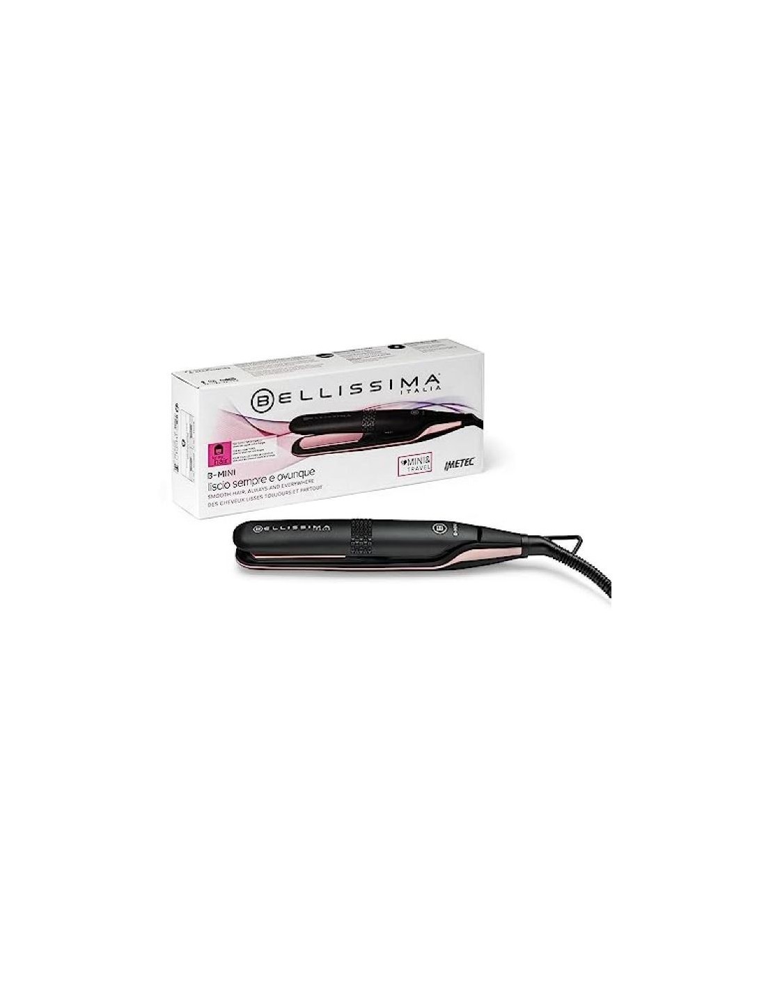 Bellissima Imetec B-Mini – Piastra Capelli da Viaggio, Compatta e Leggera, Ceramica