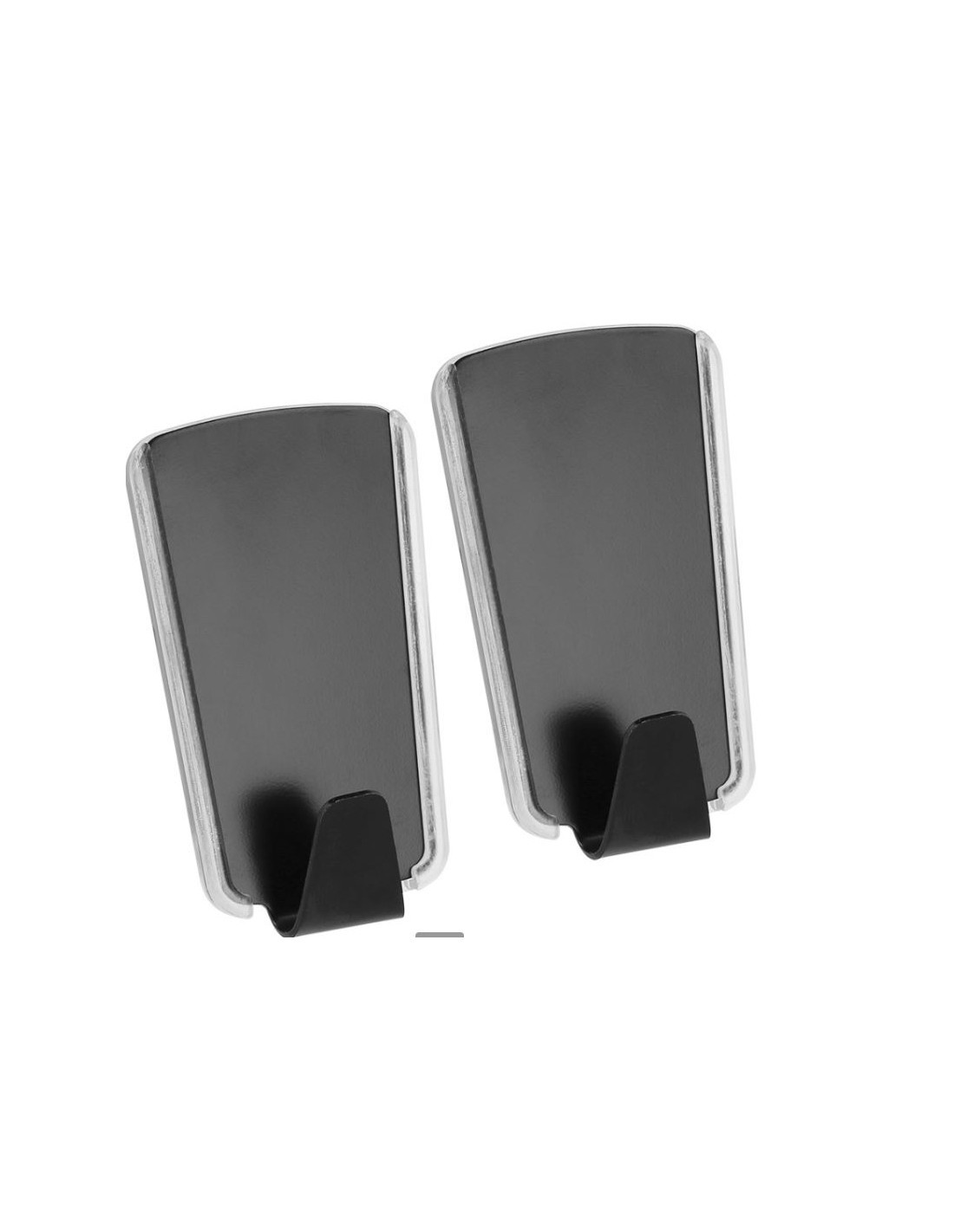 BLISTER 2 GANCI 291021 INOX NERO ADESIVI