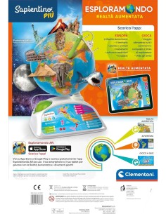 SAPIENTINO CLEMENTONI ESPLORAMONDO REALTA' AUMENTATA educativo parlante con 3 modalità di gioco PER BAMBINI
