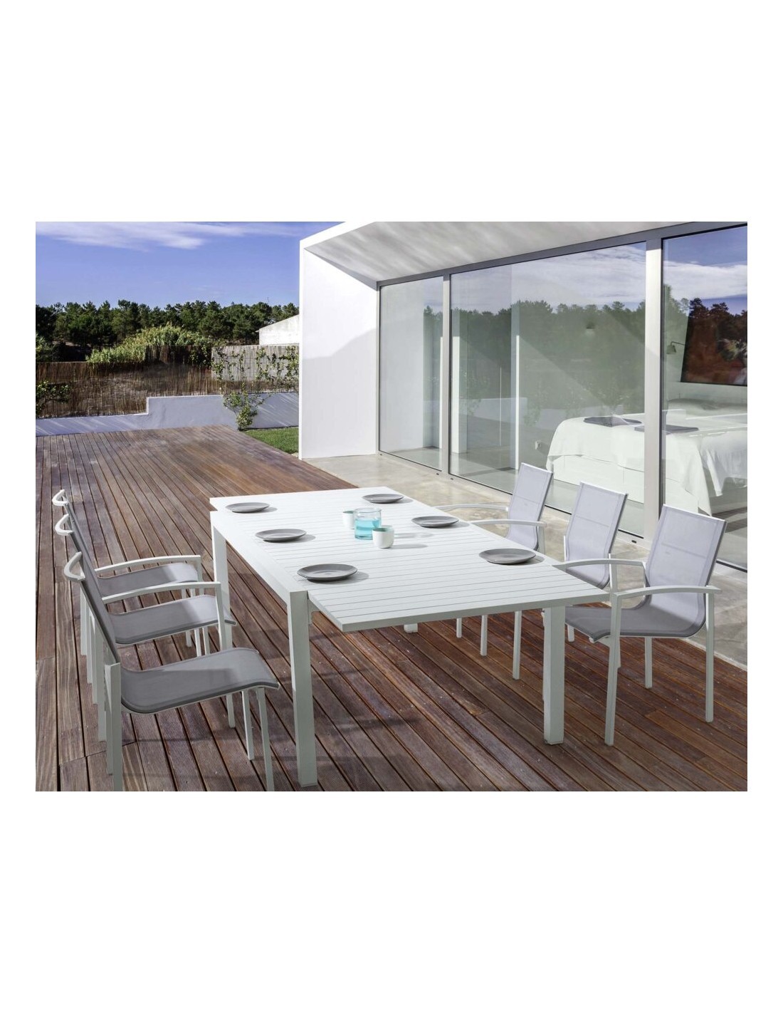 Tavolo Bizzotto 0662713 allungabile legno e alluminio 135/270X90 Bianco | TreG Ingrosso