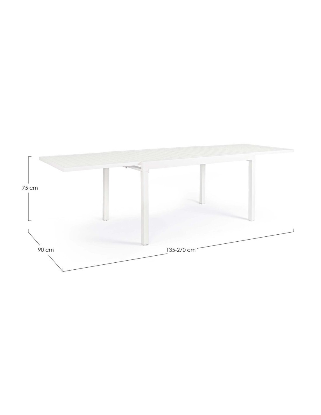 Tavolo Bizzotto 0662713 allungabile legno e alluminio 135/270X90 Bianco | TreG Ingrosso