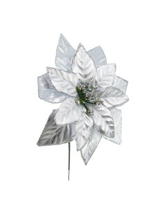 PICK OLIMPIA POINSETTIA ARGENTO H15CM su TreG Ingrosso