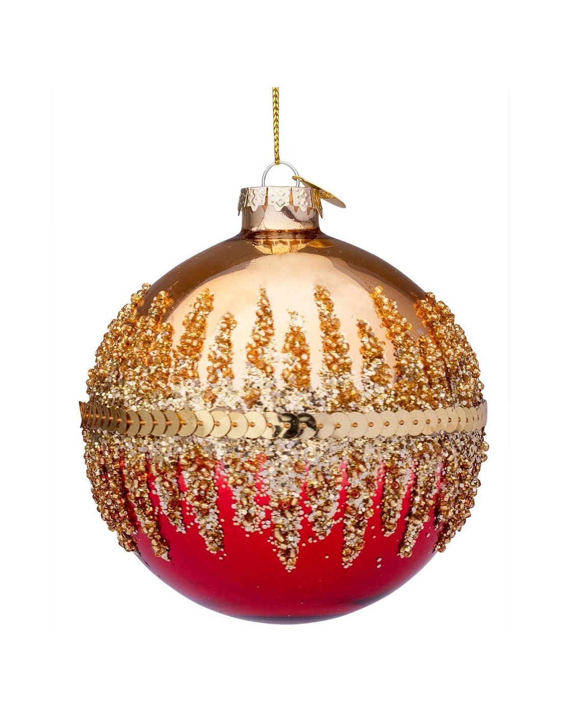 SFERA SHOW VETRO 10CM ROSSO/ORO su TreG Ingrosso