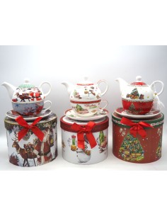 TEIERA CON TAZZA E PIATTINO DEC NATALE su TreG Ingrosso