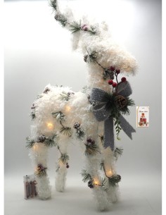 RENNA IN TINSEL 60X34X11CM CON LUCE LED E COCCARDA su TreG Ingrosso