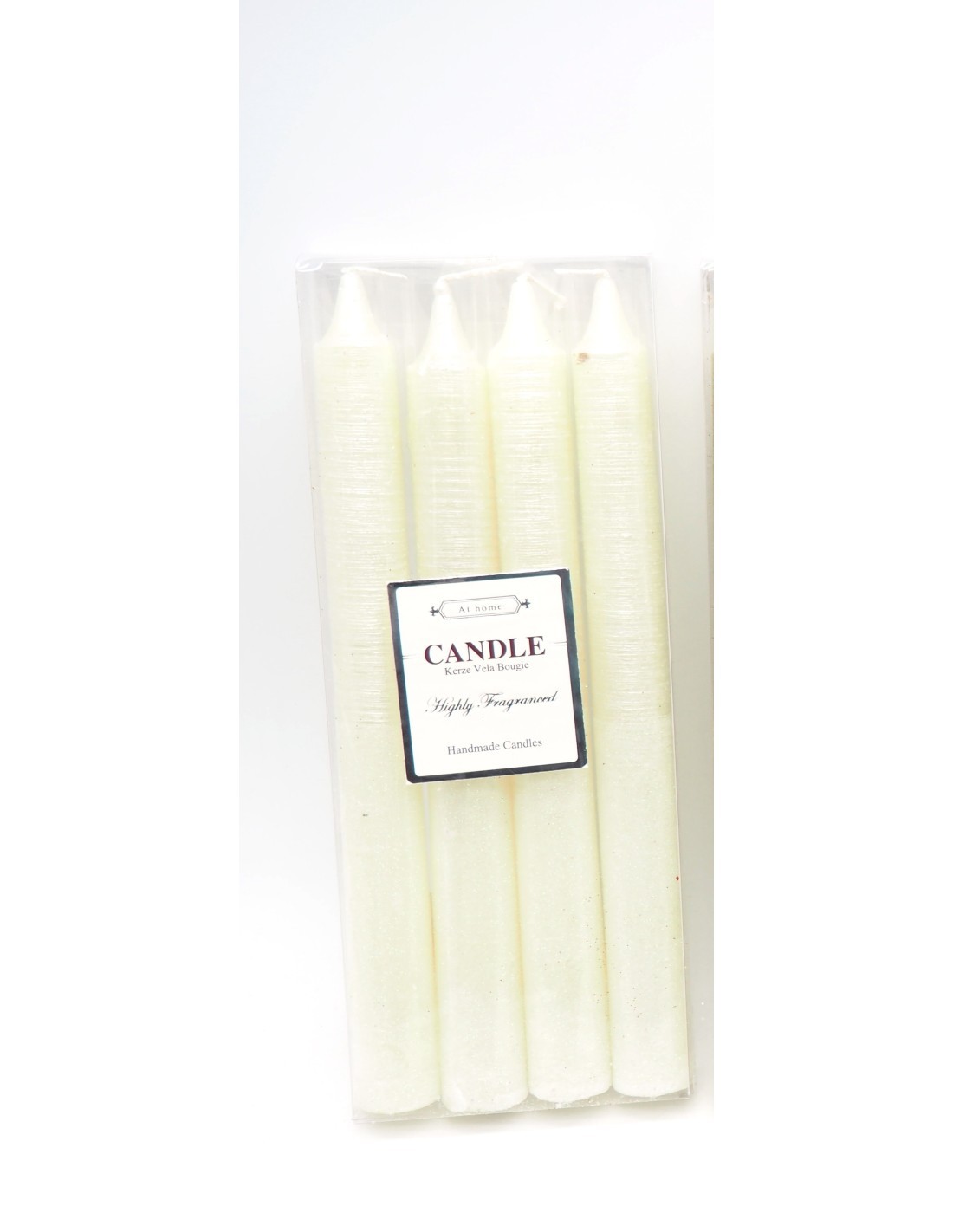 CONF 4 CANDELE 20CM GLITTER BIANCO su TreG Ingrosso