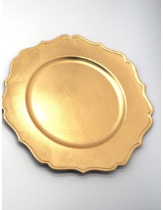 PIATTO PLASTICA FIORE D33CM ORO su TreG Ingrosso