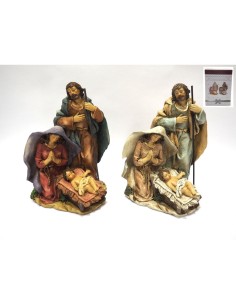 NATIVITA PEZZO UNICO SU BASE 20,5X14X13CM VESTE TESSUTO su TreG Ing...