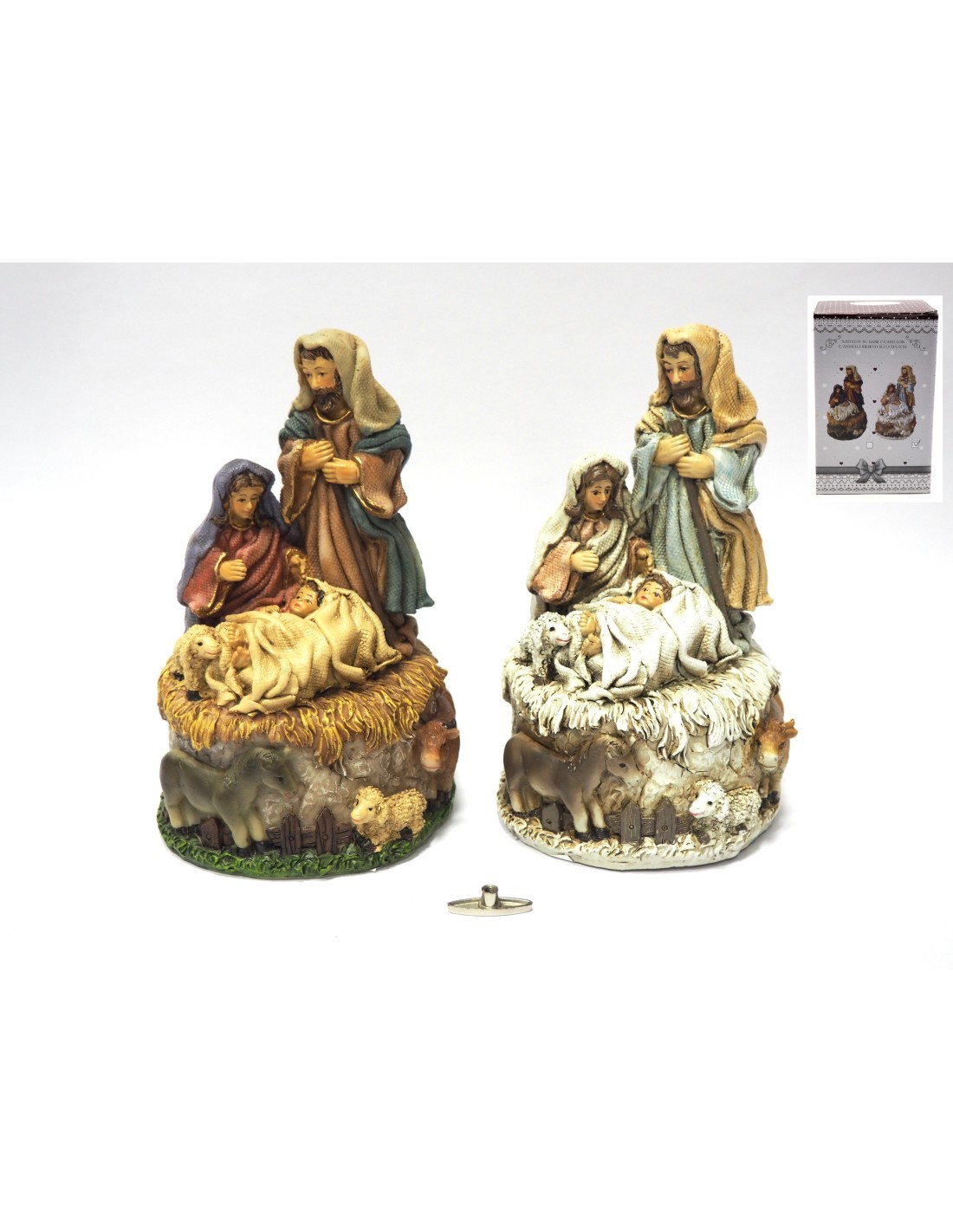 NATIVITA' CON CARILLON 15,5X9,5CM ANIMALI IN RILIEVO su TreG Ingrosso