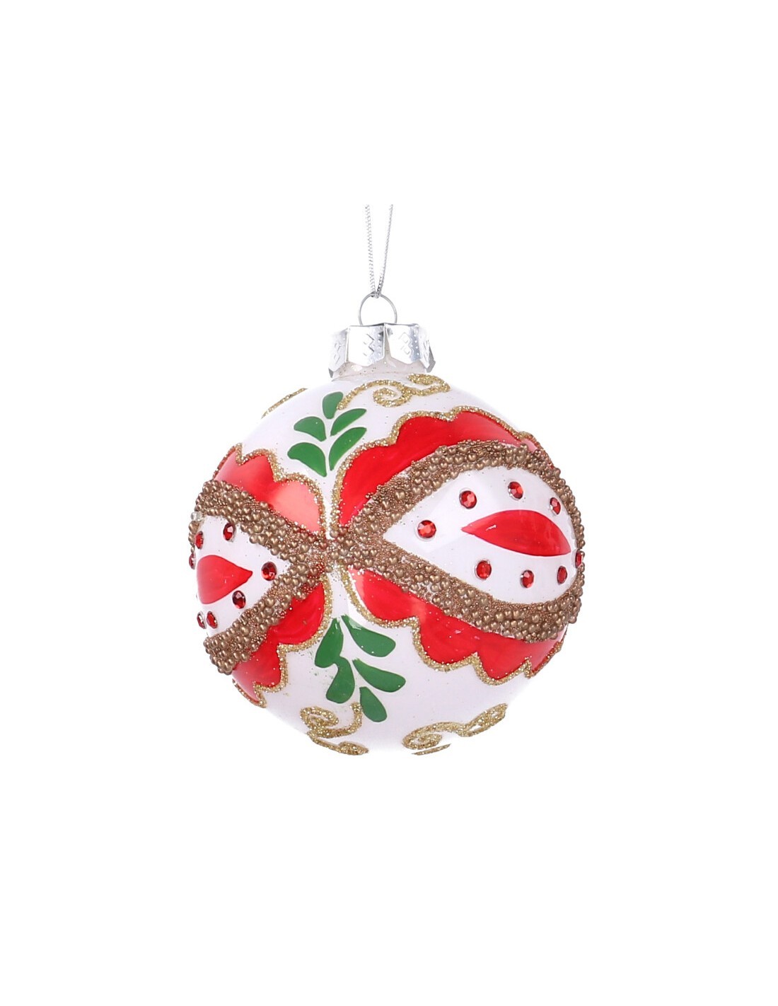 SFERA VETRO BIANCO/ROSSO 8CM su TreG Ingrosso