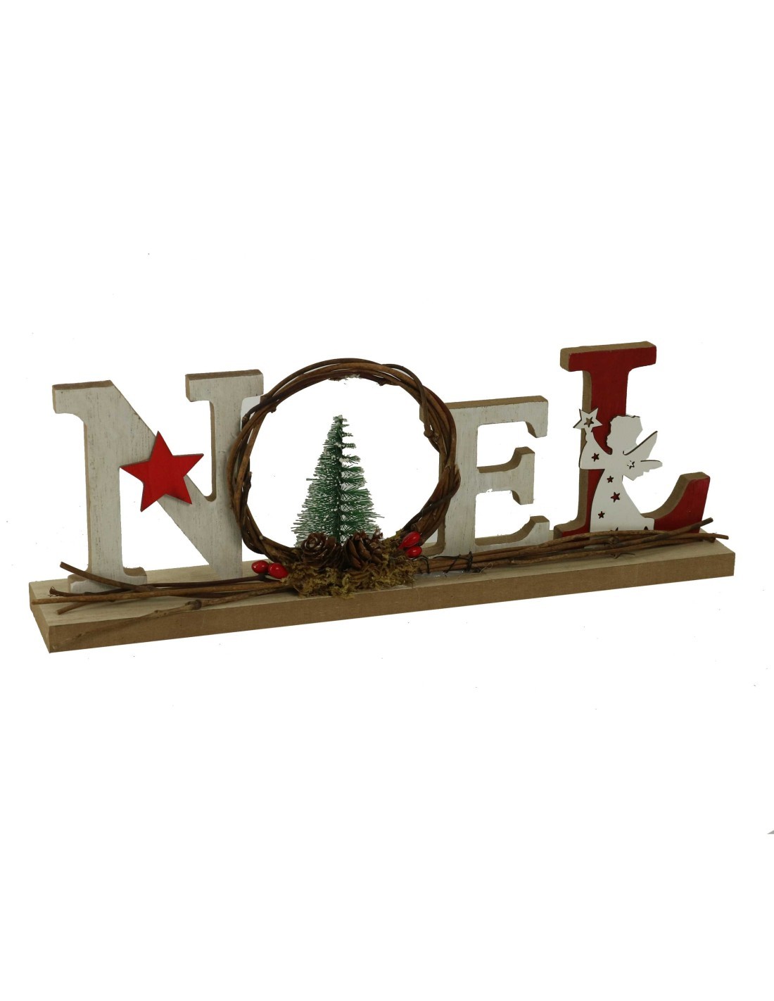 SCRITTA NOEL LEGNO 30X5X10CM NATURALE su TreG Ingrosso