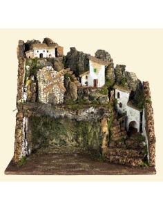 PRESEPE CASCATA/MULINO C/LUCI 45X30X38CM su TreG Ingrosso