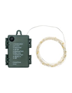 CATENA LUMINOSA 65895 CATENA 40MICROLED BIANCO FREDDO TIMER su TreG...