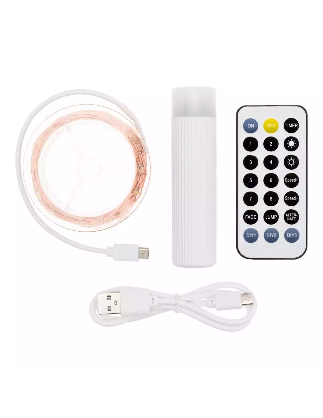CATENA M-P18 10M 100 MICROLED BIANCO CALDO Ø1,5MM, CAVO METALLO RAM...