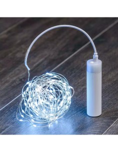 CATENA M-P18 10M 100 MICROLED BIANCO Ø1,5MM, CAVO METALLO ARGENTO M...