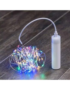 CATENA M-P18 10M 100 MICROLED MULTICOLOR Ø1,5MM, CAVO METALLO ARGEN...
