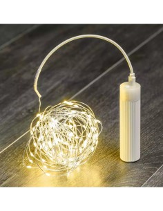 CATENA M-P18 20M 200 MICROLED BIANCO CALDO Ø1,5MM, CAVO METALLO ARG...