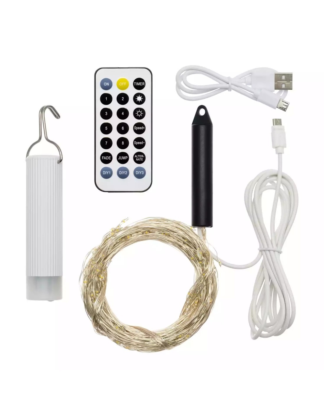 CASCATA M-P18 H150CM 200 MICROLED BIANCO CALDO Ø1,5MM, CAVO METALLO...